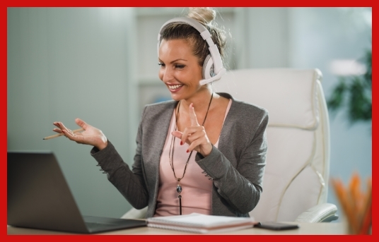 woman at laptop on video conference