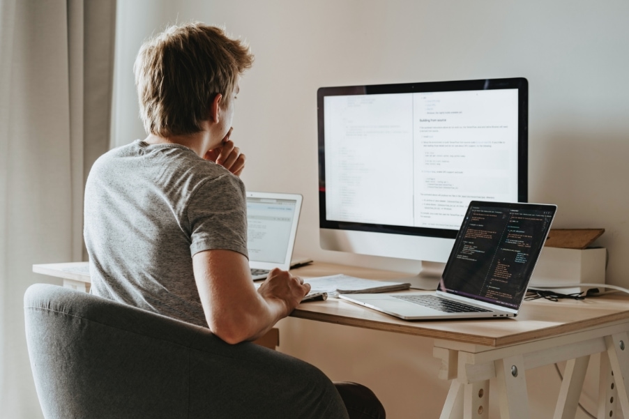 tech worker at computer